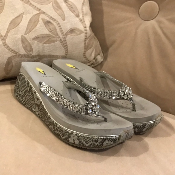 volatile flip flops with rhinestones